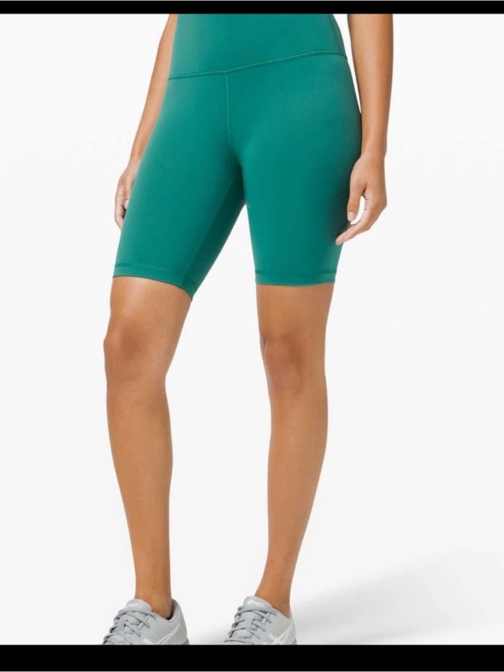 Lululemon Wunder Train High-Rise Teal Lagoon Women's Bike Shorts 8 inch
